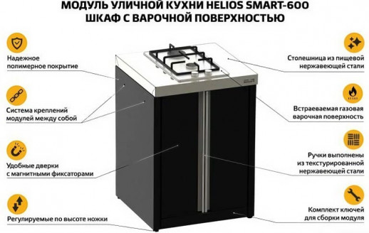 Модуль уличной кухни SMART-600 Шкаф c варочной поверхностью (HS-KU03-SHV600) Helios