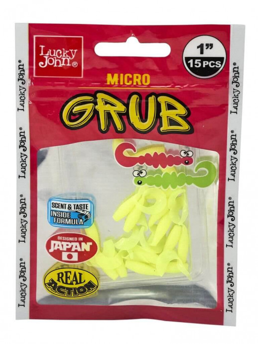 Твистеры съедобные Lucky John Pro Series Micro Grub 1.0" (2.5см) 15 шт