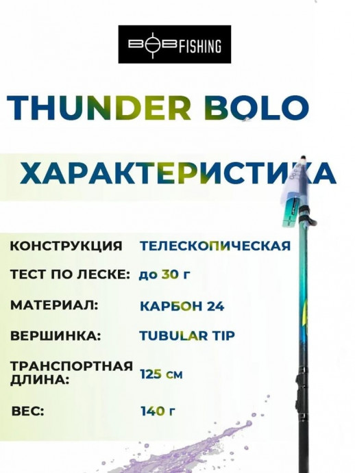 Удилище болонское теле с кольцами BOB Thunder Bolo