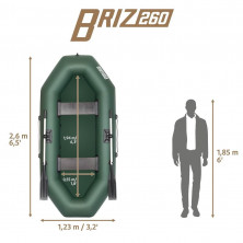 Лодка Бриз 260 зеленый Тонар